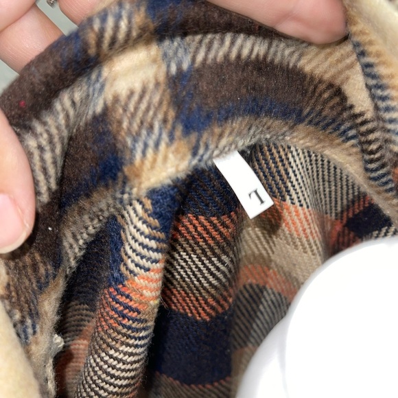 Women Autumn Winter Vintage Long Sleeve Loose Plaid Imitated Woolen Coat Shacket - Picture 7 of 8